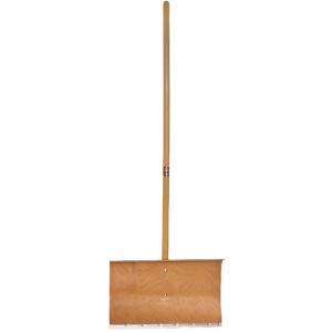 Offner Holz-Schneeschieber mit Stiel und Alu-Kante. Ideal zum Schneeräumen.