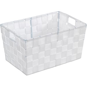 Weißer Wenko Aufbewahrungskorb Adria Größe S für Badutensilien.