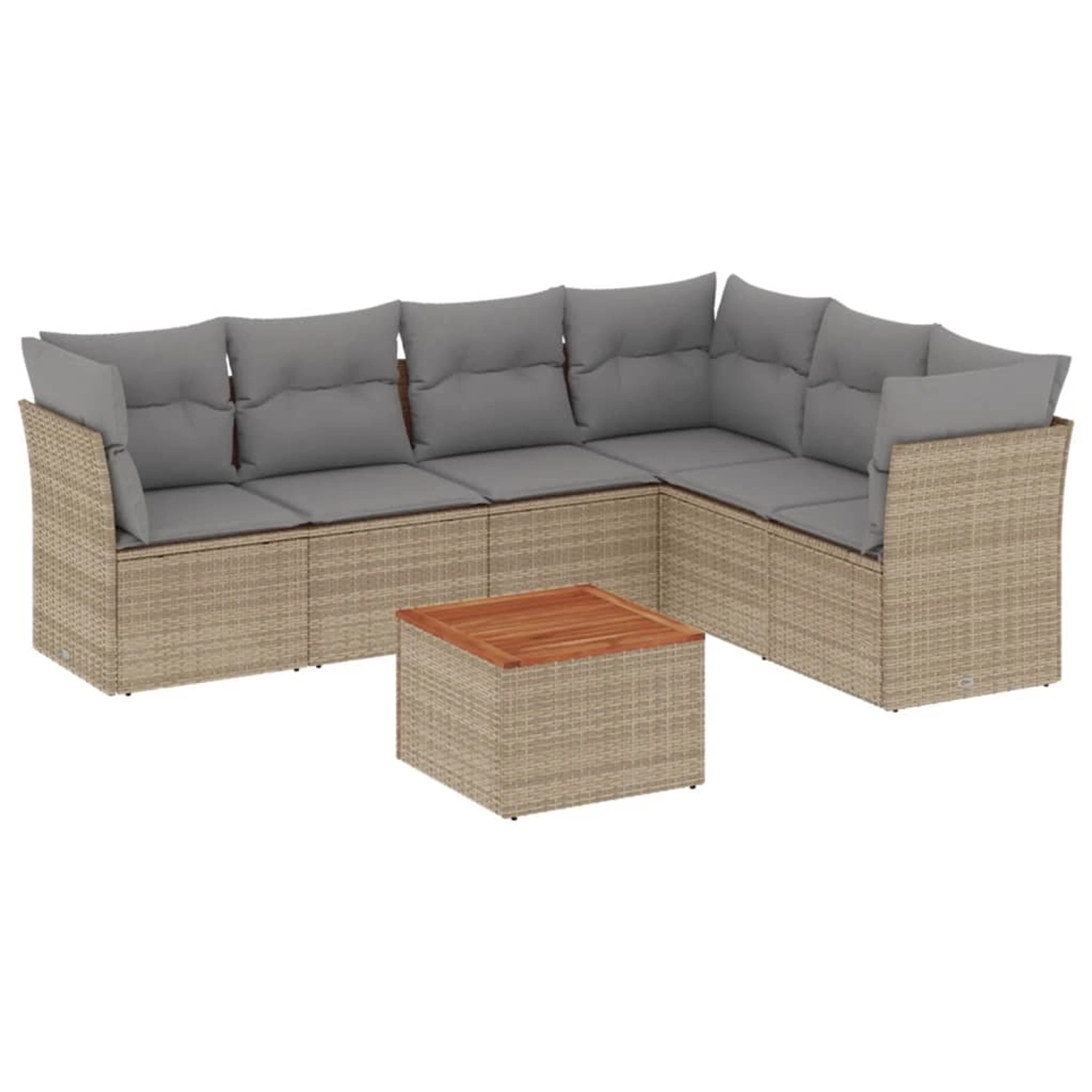 vidaXL 7-Tlg Garten-Sofagarnitur mit Kissen Beige Poly Rattan 3223658 günstig online kaufen