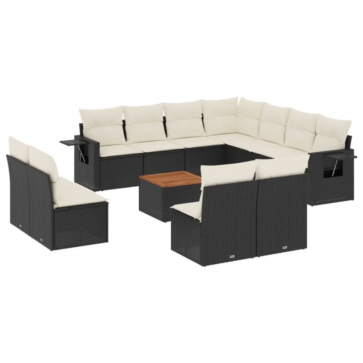 vidaXL 12-Tlg Garten-Sofagarnitur mit Kissen Schwarz Poly Rattan 3224621 günstig online kaufen
