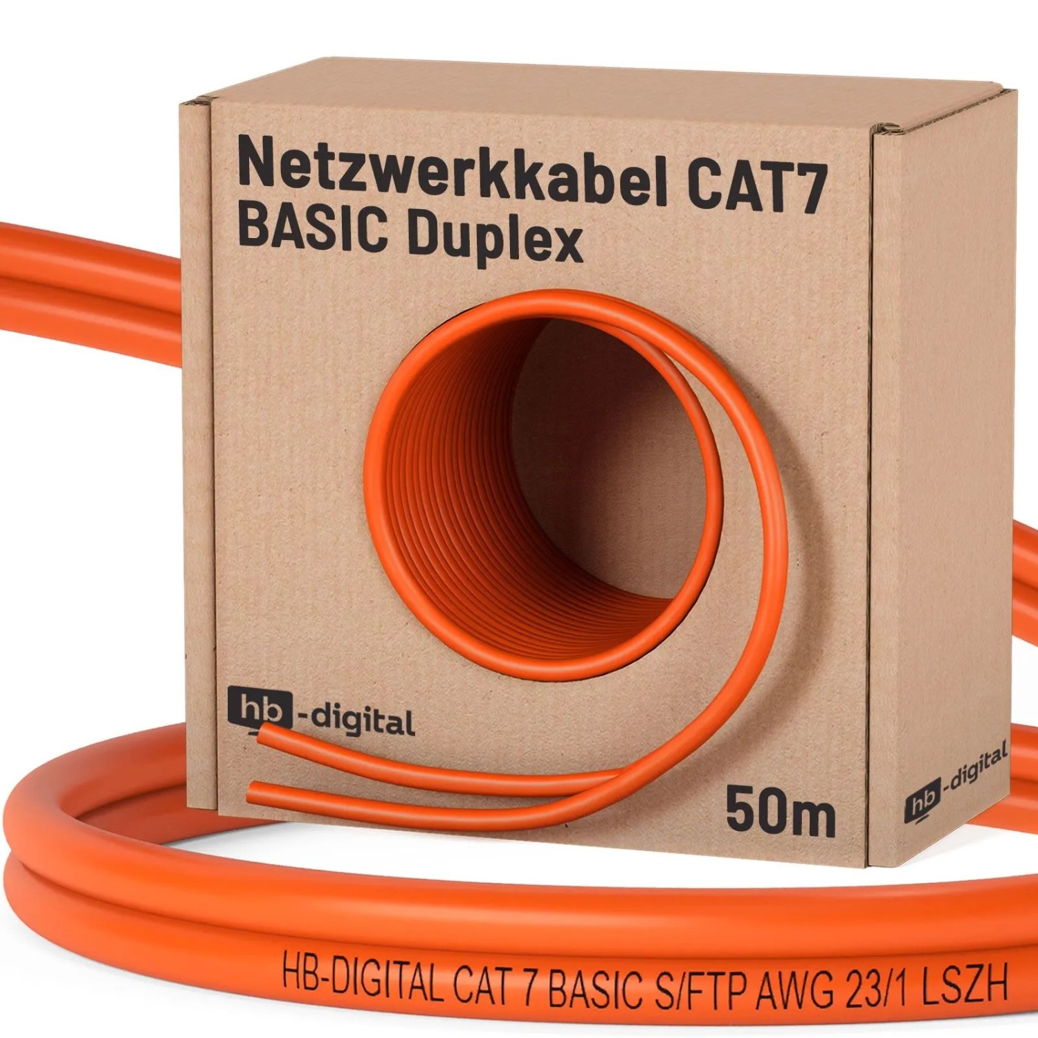 hb-digital Netzwerkkabel CAT 7 BASIC Duplex 50m AWG23 S/FTP LSZH Class Eca