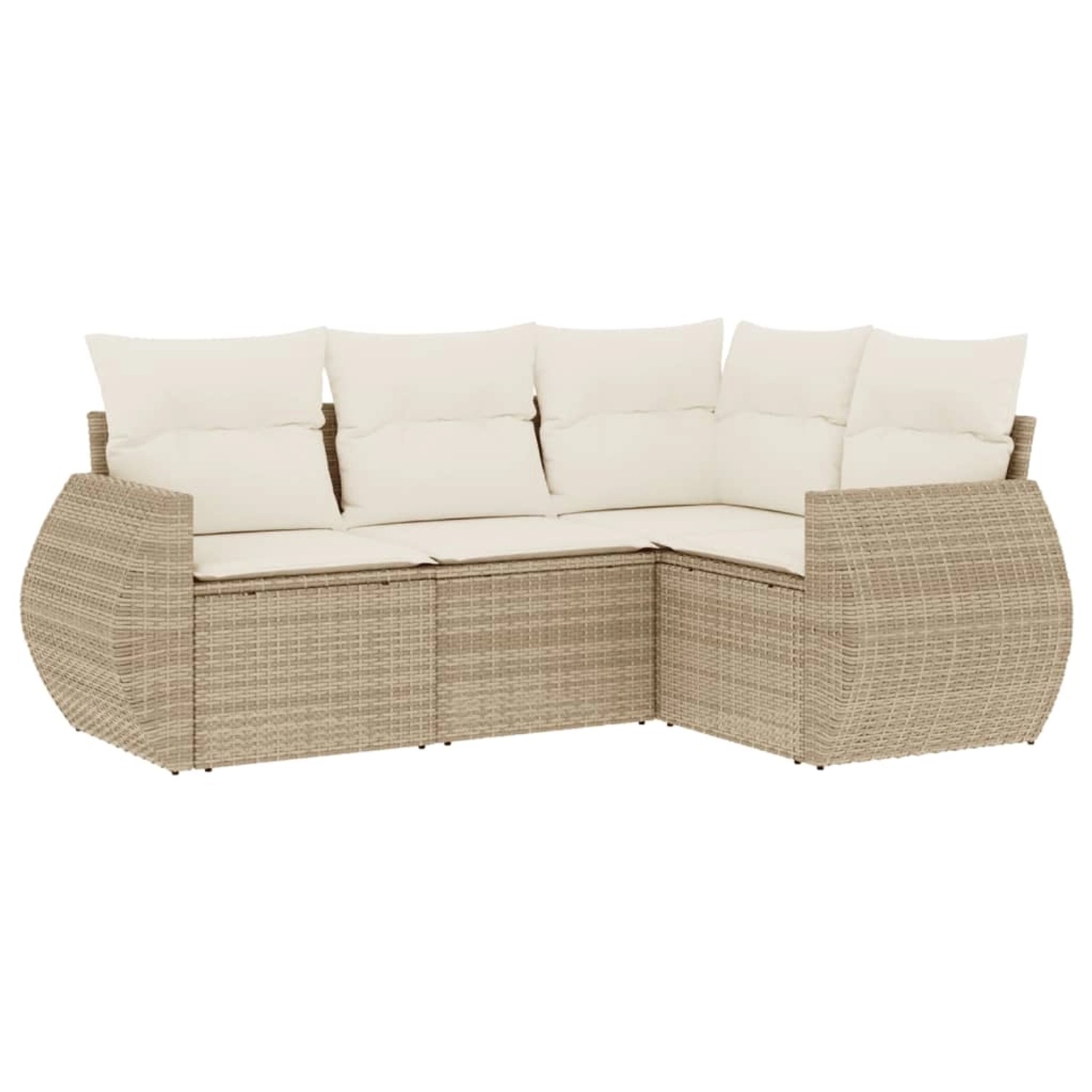 vidaXL 4-Tlg Garten-Sofagarnitur mit Kissen Beige Poly Rattan 3253645 günstig online kaufen