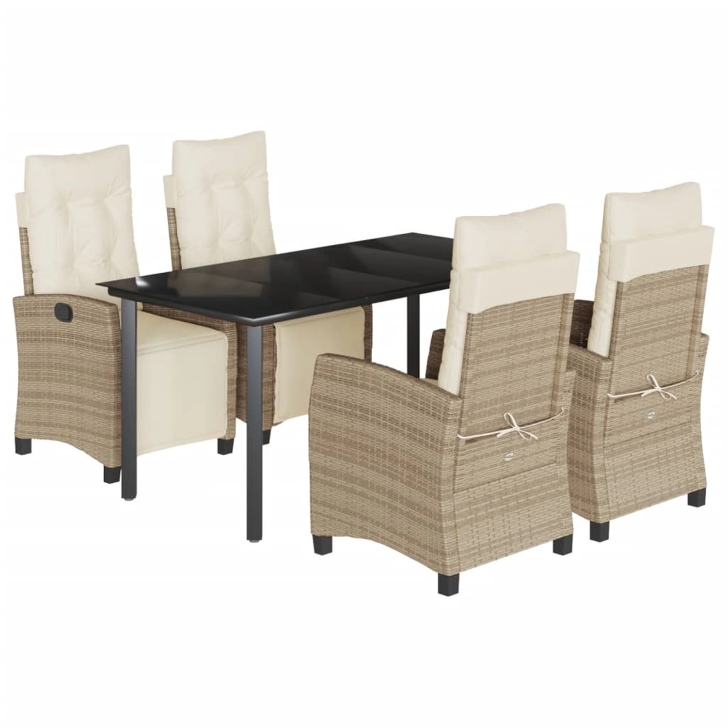 vidaXL 5-Tlg Garten-Essgruppe mit Kissen Beige Poly Rattan 3213012 günstig online kaufen