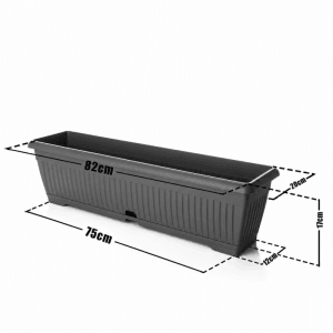 BigDean Blumenkasten 80cm Mit Abnehmbarem Untersetzer Aus Bruchsicherem Kunststoff Balkonkasten Pflanzkasten Mit Wasserspeicher Für Innen Und BigDean Blumenkasten 80 cm mit Untersetzer und Wasserspeicher – bruchsicherer Pflanzkasten für innen und außen – Made in Europe