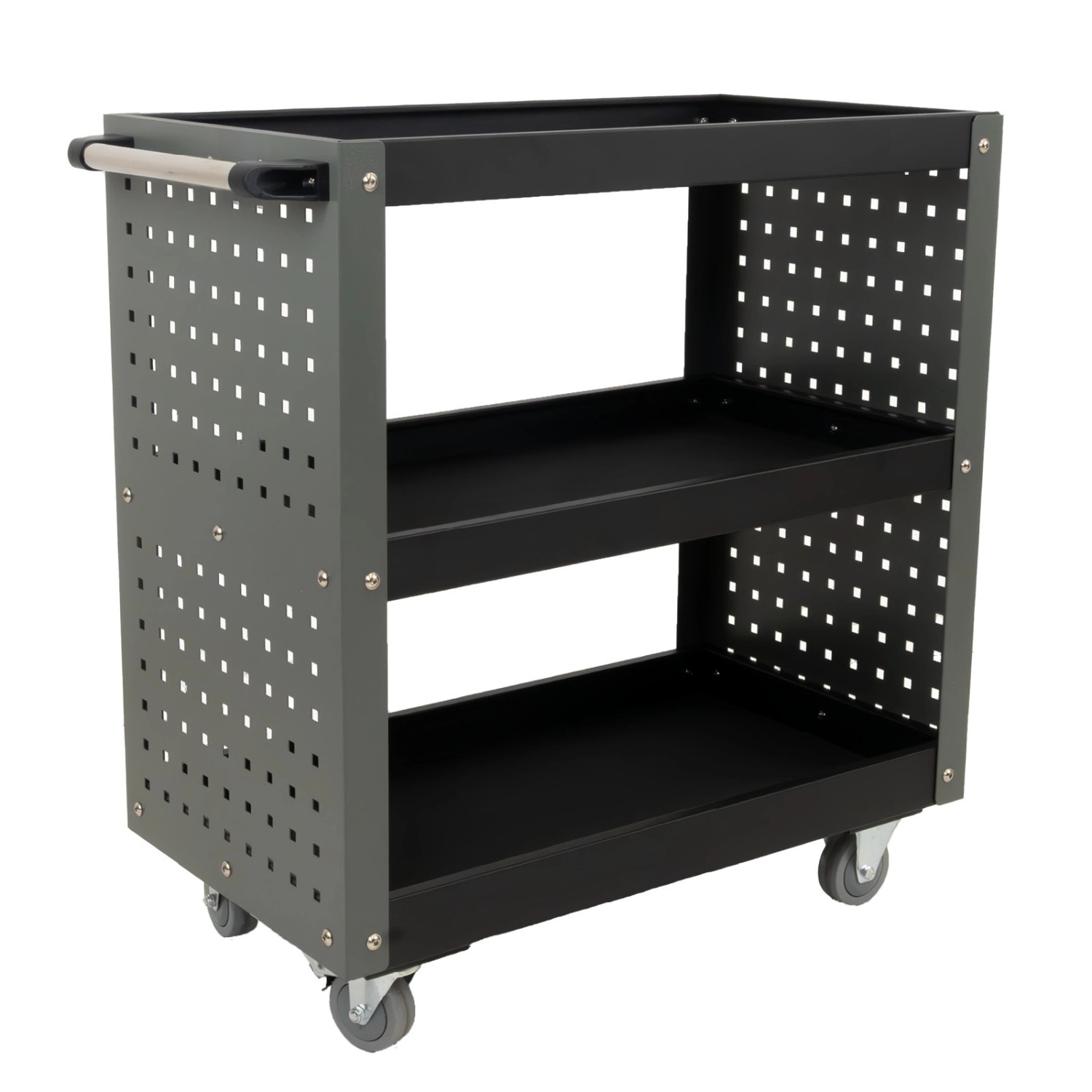 TRUTZHOLM Werkstattwagen 3 Etagen Stahl auf Rollen bis 300kg Tragkraft Grau günstig online kaufen