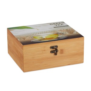 Relaxdays Teebox Bambus Natur mit 6 Fächern 9,5 cm x 22 cm x 18,5 cm 0,65 kg