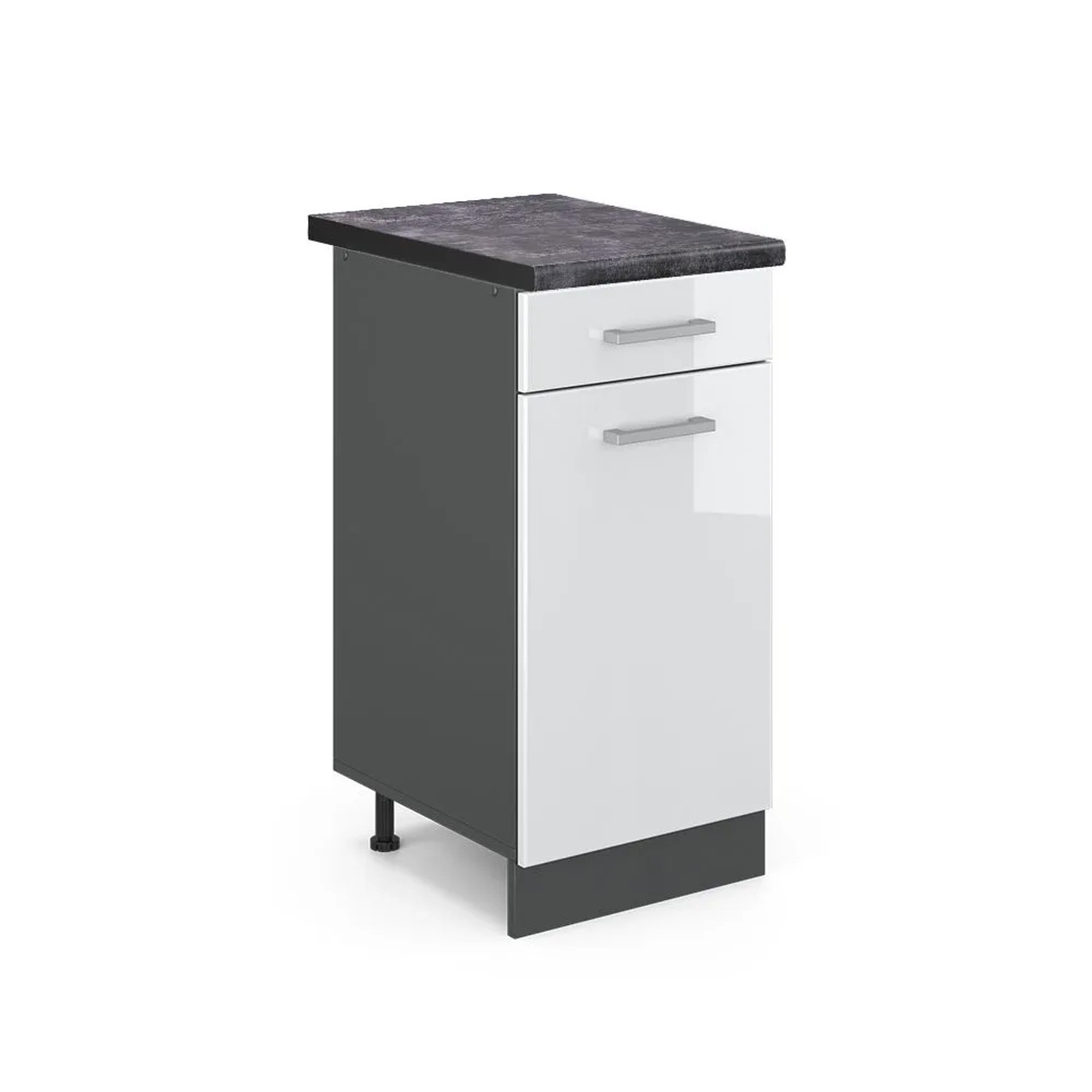 Vicco Küchenunterschrank R-Line Weiß Hochglanz Anthrazit 40 cm AP Anthrazit