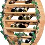 Promadino Weinregal Winzertraum groß aus Kiefernholz für 33 Flaschen, Fassform mit Weinreben-Deko.