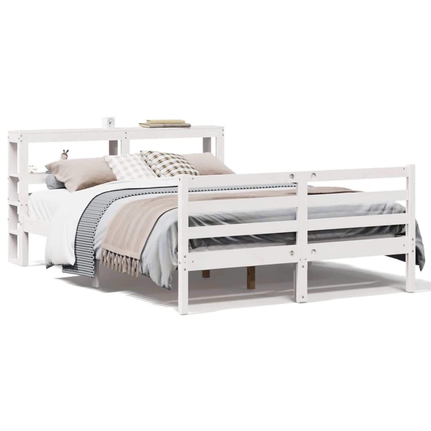 vidaXL Massivholzbett ohne Matratze Weiß 140x200 cm Kiefernholz 3305827 günstig online kaufen