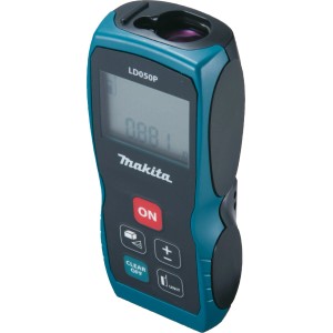 Makita Entfernungsmesser LD050P, 50 m Reichweite, blau-schwarz, digitales Display.