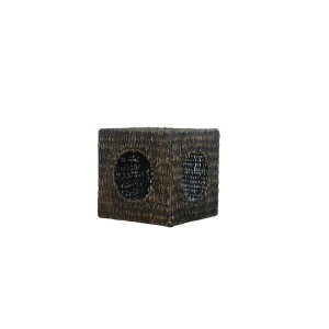 Eckige Wandhöhle aus Seegras für Katzen, Farbe Schwarz. Katzenbett zur Wandmontage.