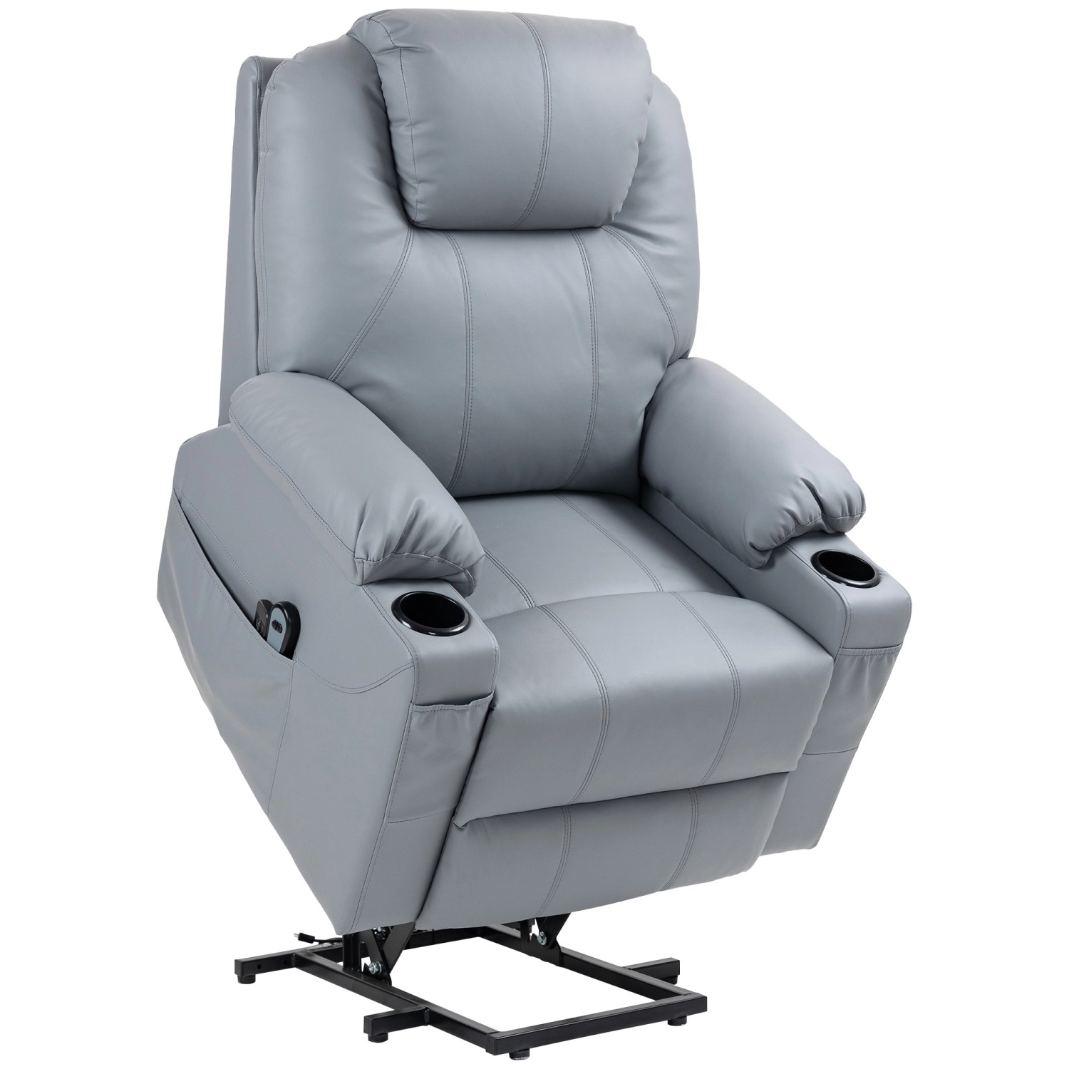 Thumbnail - HOMCOM Elektrischer Aufstehsessel Kunstleder Stahl Grau 88L x 99B x 106H cm