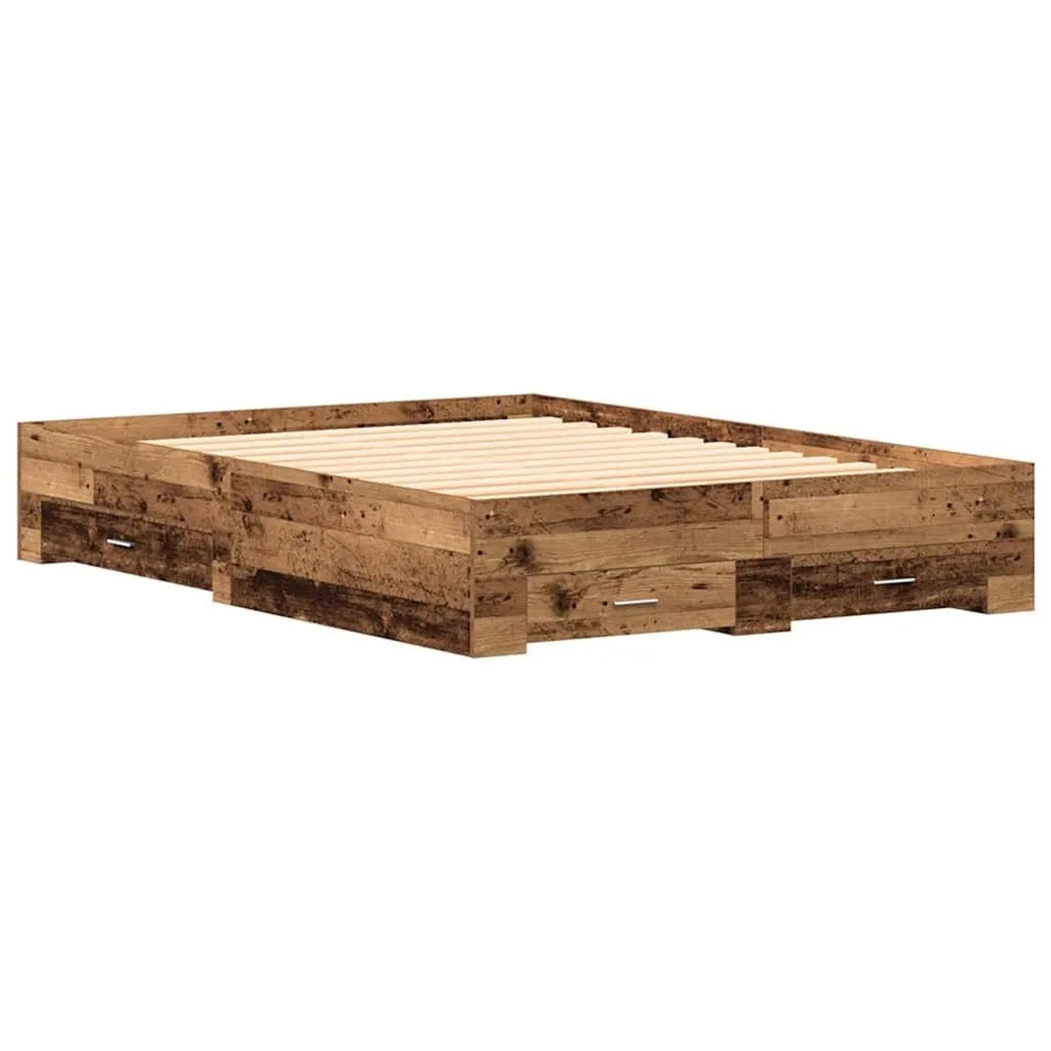 vidaXL Bettrahmen mit Schubladen Altholz 135 x 190 cm Holzwerkstoff 3333975 günstig online kaufen