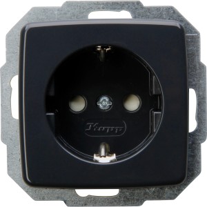 Kopp Schuko Steckdose Rivo, Anthrazit, mit erhöhtem Berührungsschutz.