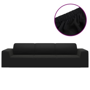 Schwarze vidaXL Stretch Sofahusse für 4-Sitzer Sofa aus Polyester-Jersey.