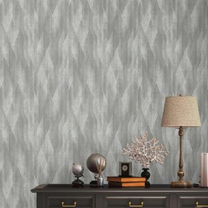 Dunkelgraue Vliestapete mit Rautenmuster für Wohn- und Schlafzimmer.