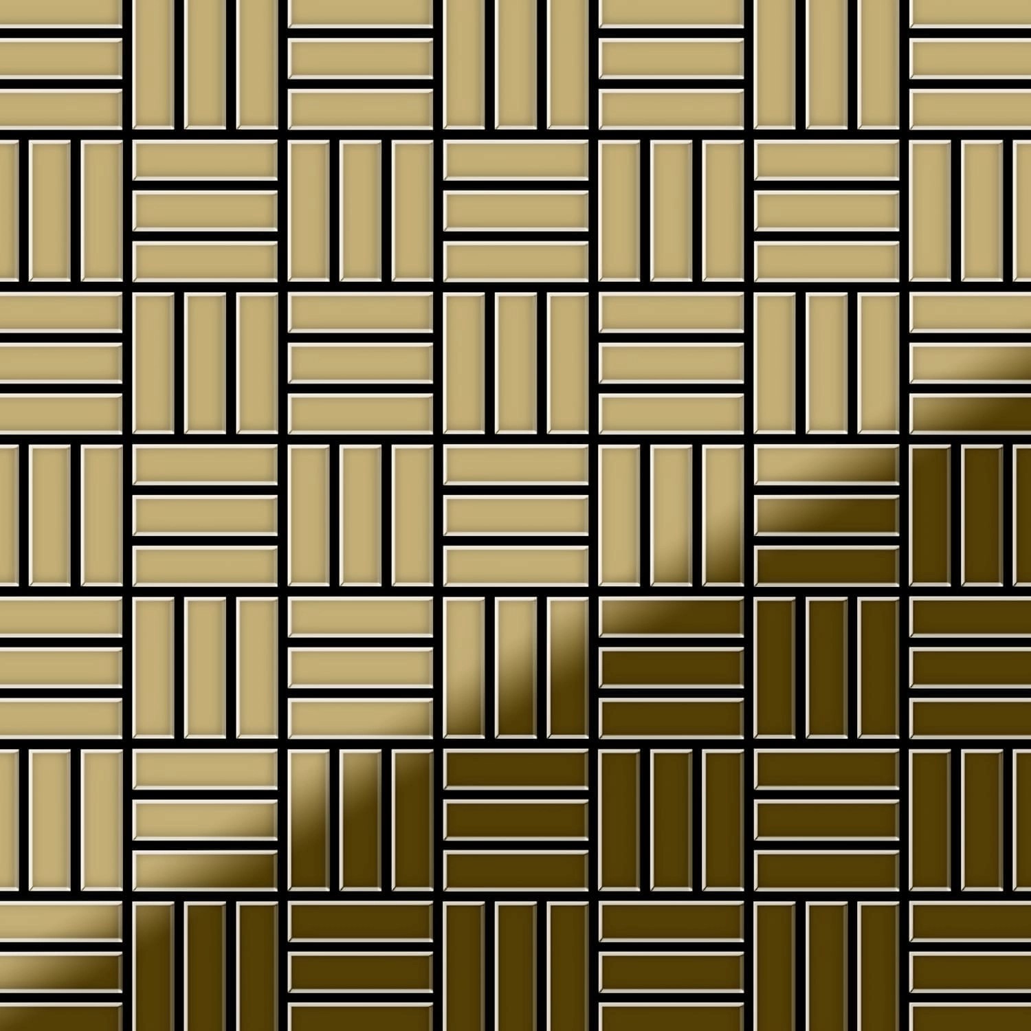 ALLOY Mosaik Fliese Massiv Metall Titan Hochglanz Gold 1,6mm Basketweave-ti günstig online kaufen