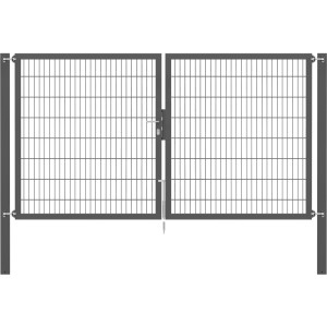 Anthrazitfarbenes Doppeltor Flexo Plus 300x160 cm mit Pfosten für Gartenzäune.