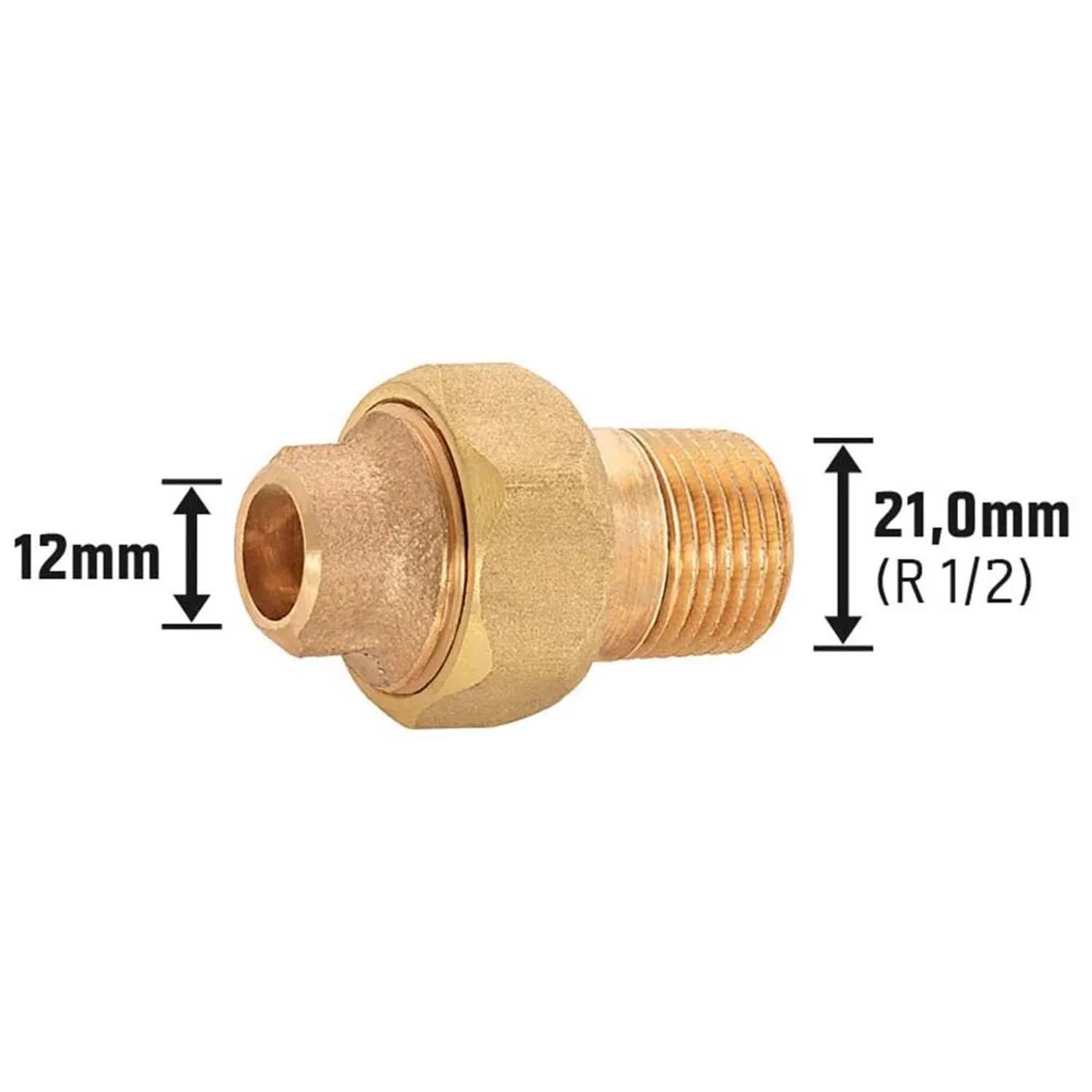 Löt-Verschraubung aus Rotguss, 12 mm x 21 mm (R 1/2), für Kupferrohre.