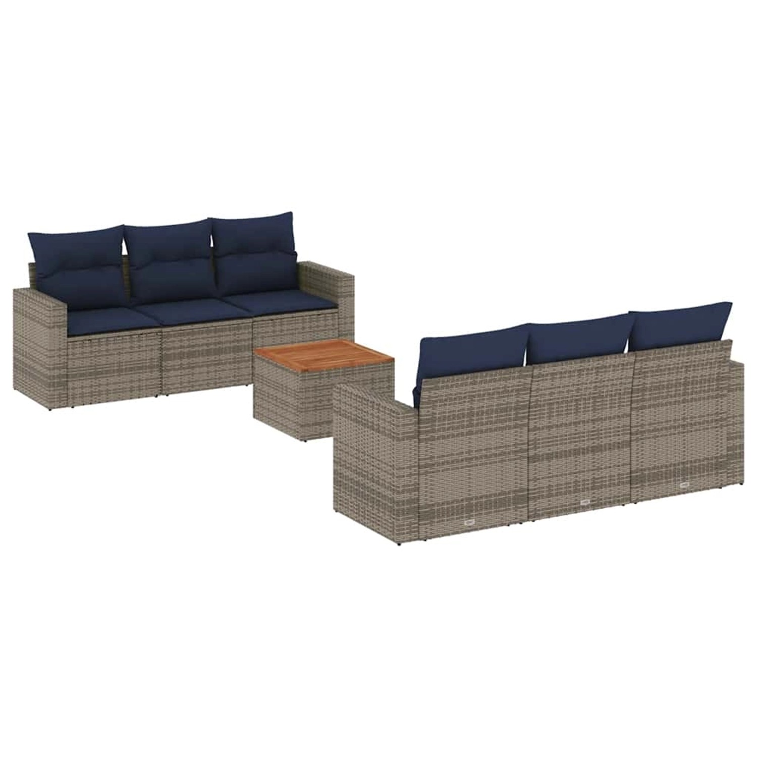 vidaXL 7-Tlg Garten-Sofagarnitur mit Kissen Grau Poly Rattan 3256348 günstig online kaufen