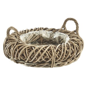 Kobolo Pflanzschale Pflanzring Rattan Kubu Grey mit Folie 50cm