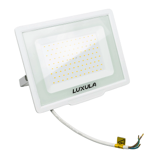 LUXULA LED Strahler 100W 10000lm Fluter 3000K Warmweiß Flutlichtstrahler Slim Design Außenstrahler IP65 Wetterfest und Robuster Baustrahler Weiß