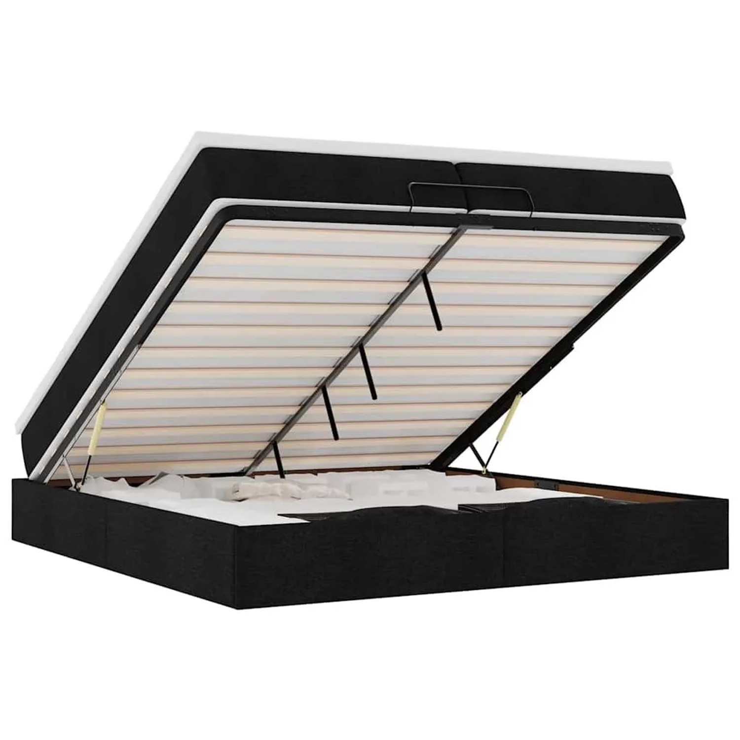 vidaXL Ottoman-Bett mit Matratzen Schwarz 200x200 cm Stoff 3311136