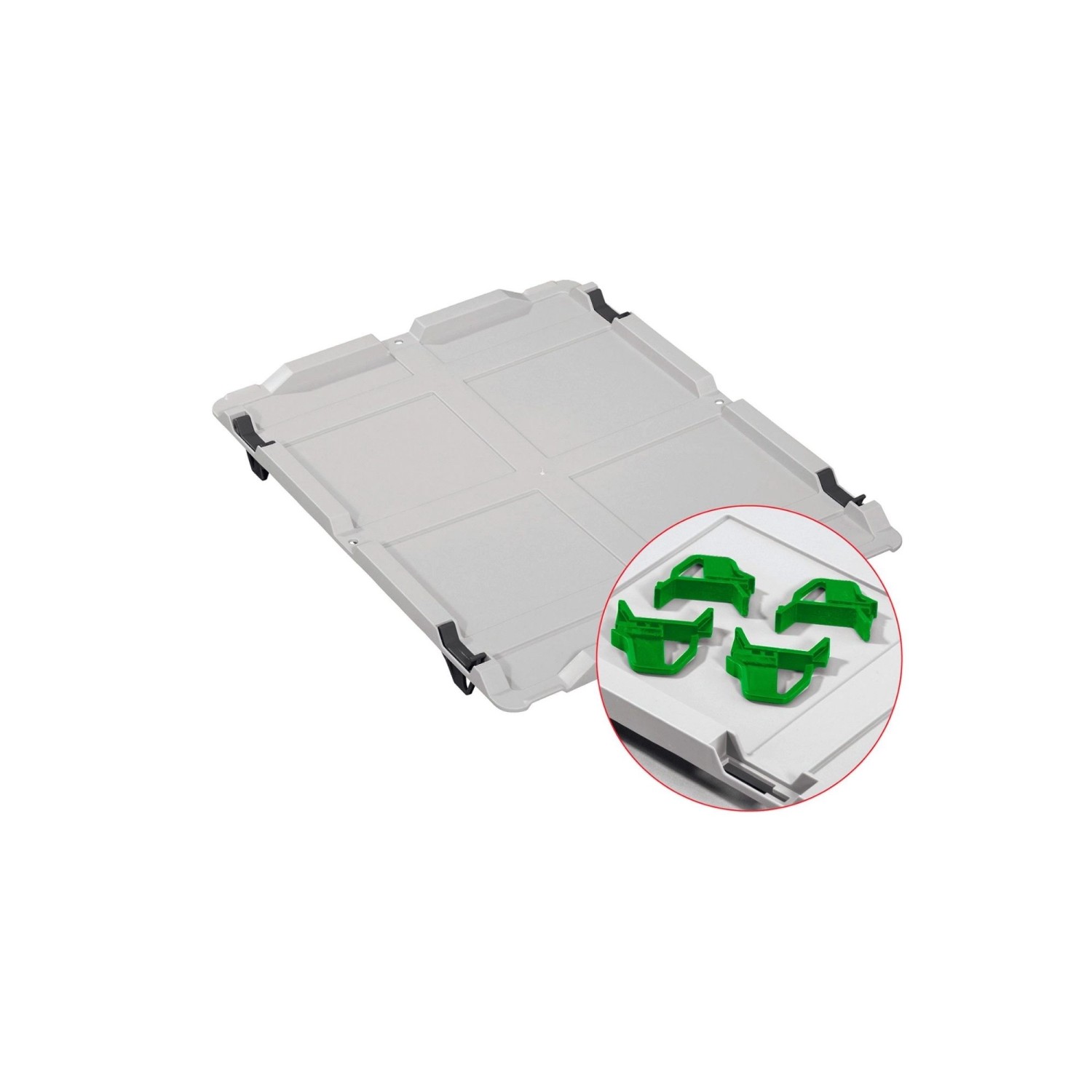 PROREGAL Spar Set: 10 Euroboxen Nextgen mit Deckel und grünen Schiebeschnappverschlüssen.