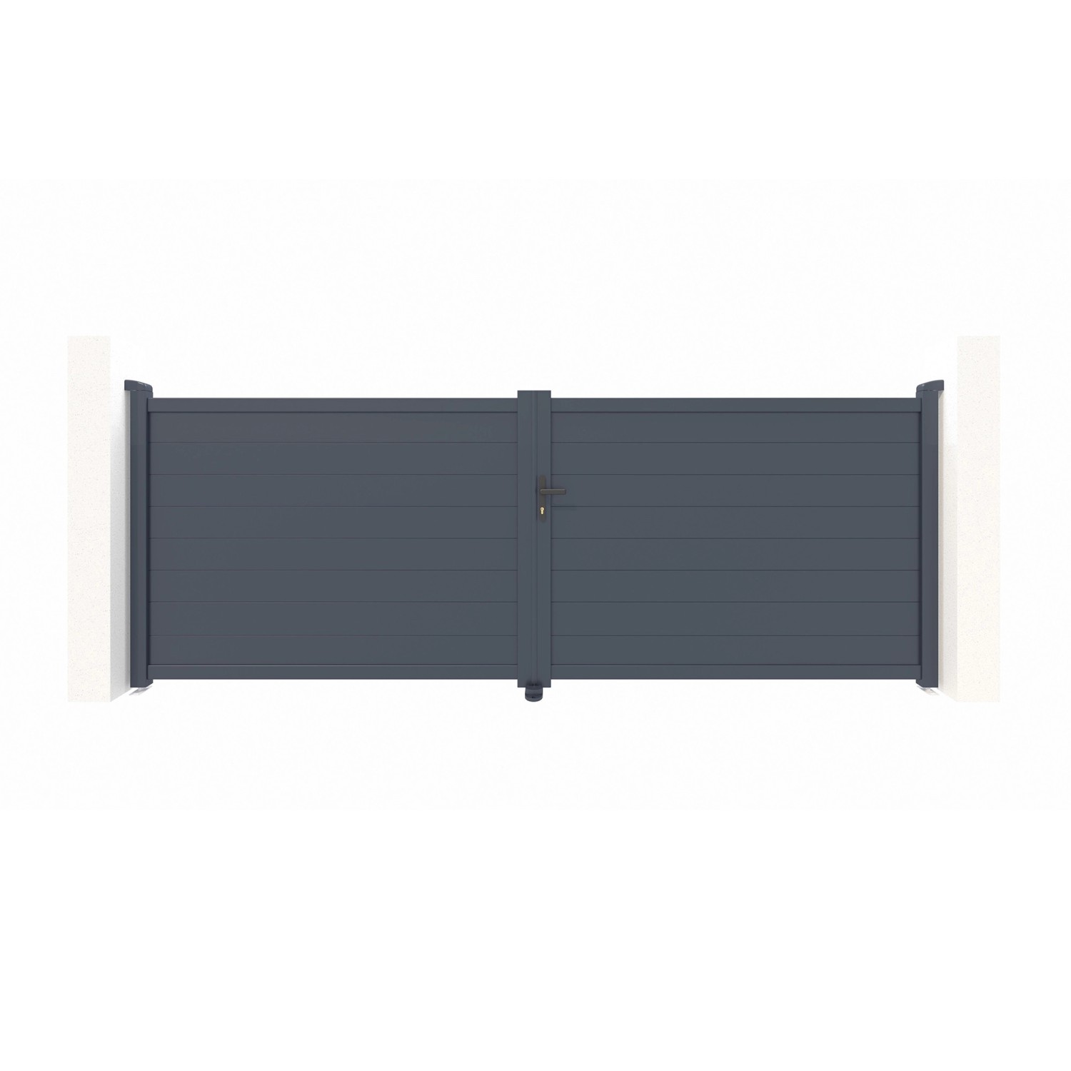 Casanoov Flügeltor 4M Eiger H 140Cm & 2 Pfosten H 166Cm Aluminium Grau günstig online kaufen