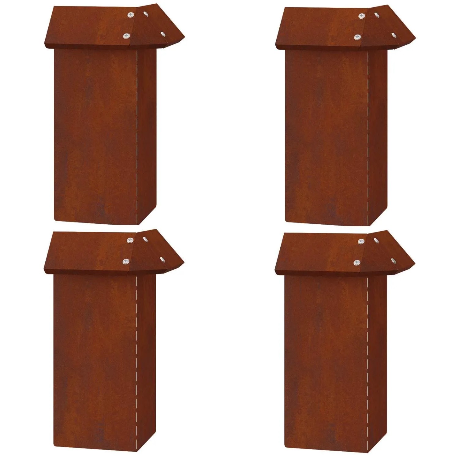 vidaXL Schneckenzaun 4 Stk Rostig 13,5 x 13,5 x 25 cm Wetterfeststahl 874872