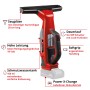 Einhell Akku-Fensterreiniger Brillianto: Rot, mit Saugdüse und Akku. Ideal für streifenfreie Fenster.