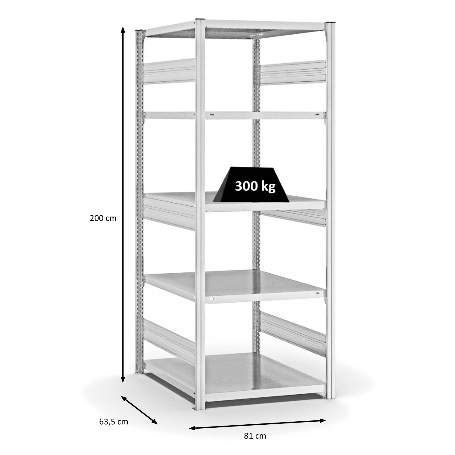 PROREGAL Steckregal, lichtgrau, 200x75x60 cm, 5 Böden, 330 kg Fachlast. Schwerlastregal für Lager & Werkstatt.