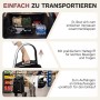 Sekey Einkaufstrolley mit Kühlfach, zusammengeklappt im Kofferraum, mit Haltegriff und am Einkaufswagen hängend.