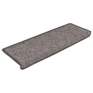 Grau-beige Sisal Treppenmatte, selbstklebend, 65x21x4cm. Set mit 15 Stück.