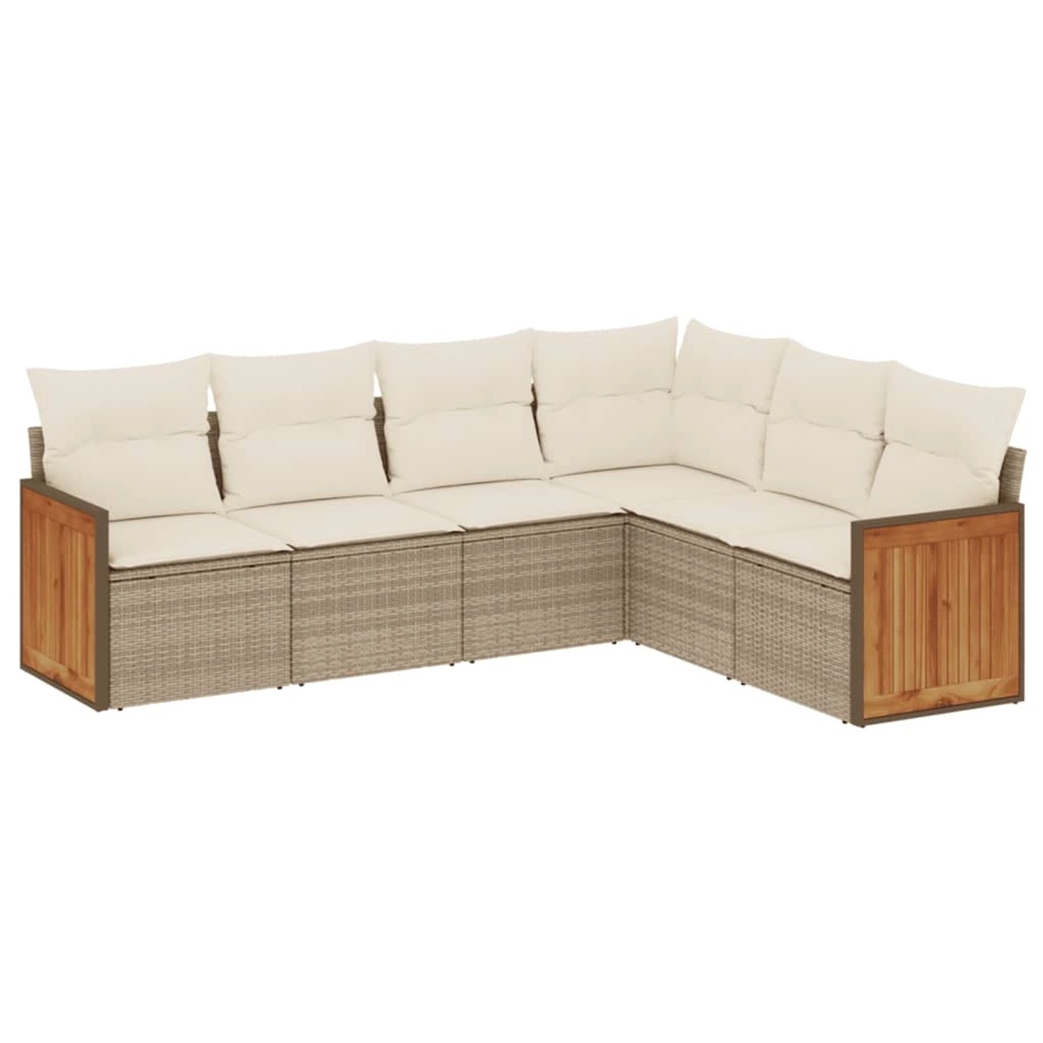 vidaXL 6-Tlg Garten-Sofagarnitur mit Kissen Beige Poly Rattan 3227682 günstig online kaufen