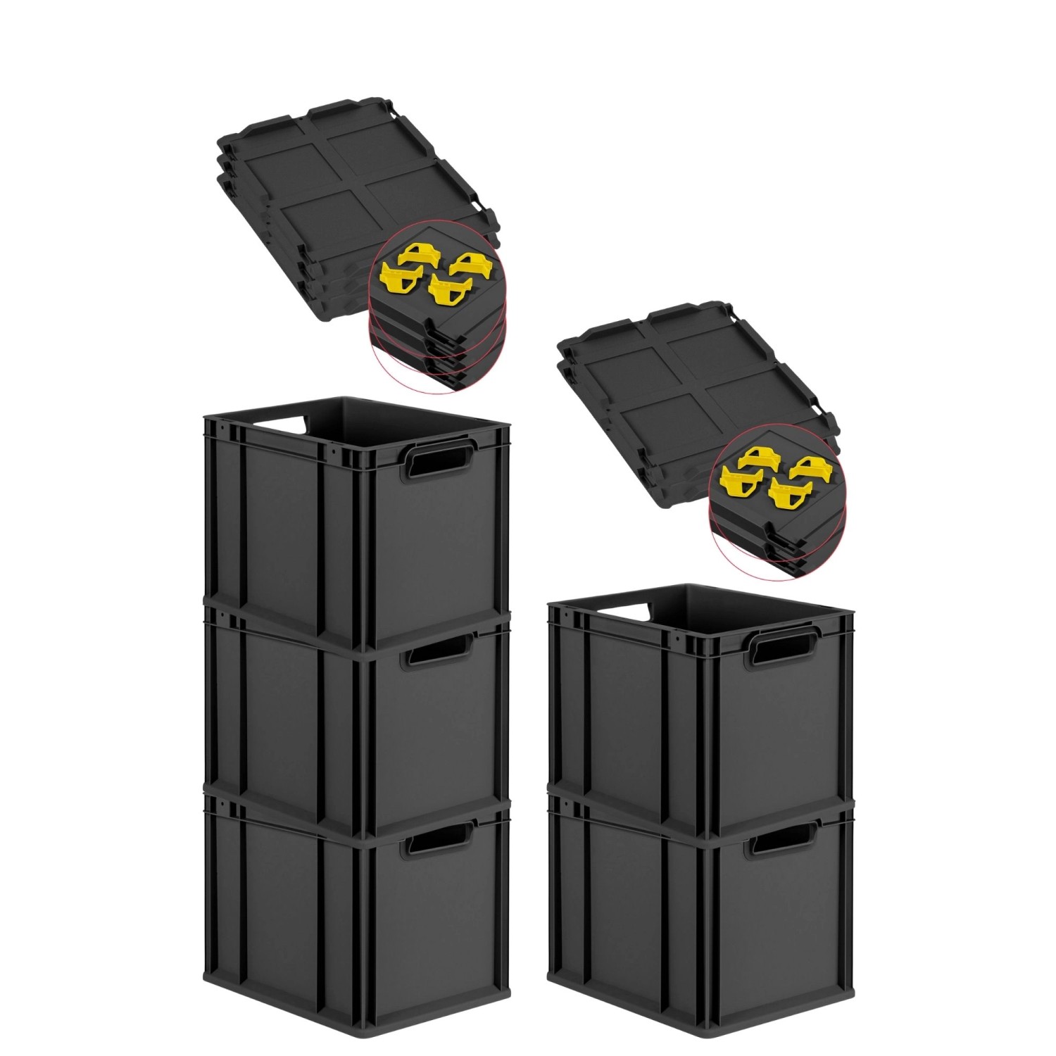 PROREGAL SuperSparSet 5x Eurobox Nextgen Grip Mit Scharnierdeckel Und Gelbe günstig online kaufen