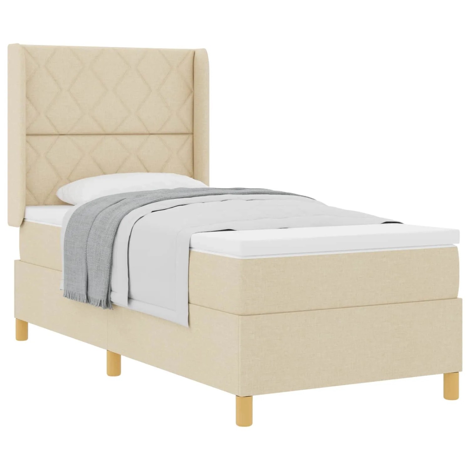 vidaXL Boxspringbett mit Matratze Creme 100 x 200 cm Stoff 3341887