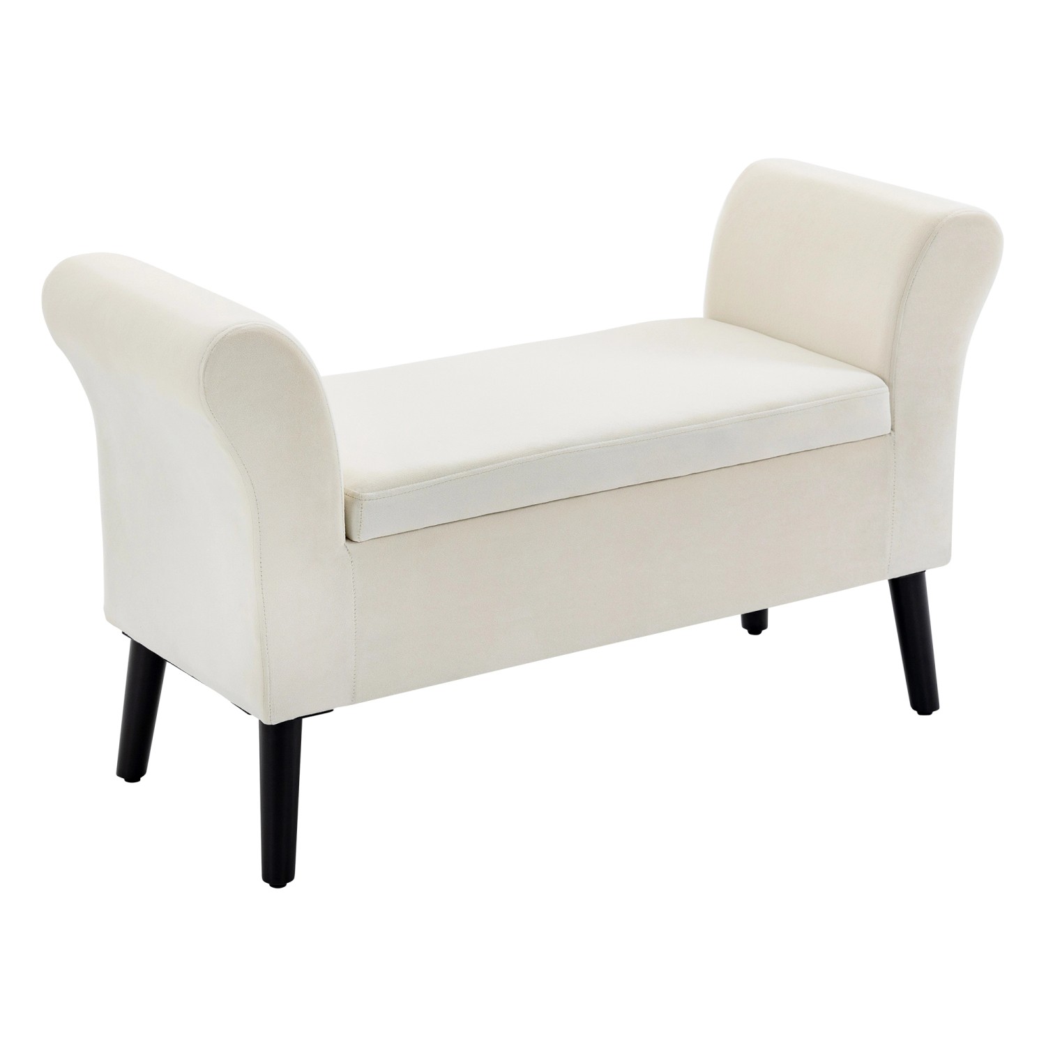 HOMCOM Sitzbank mit Stauraum Polyester Cremeweiß 111,5B x 41T x 65H cm