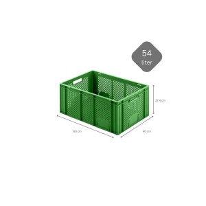 Grüne Eurobox 54L im 4er Set: Obst- und Gemüsekasten, stapelbar, 40x60x27cm, ideal für Transport und Lagerung.