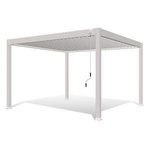 Freistehender, weißer Weide Deluxe Aluminium Pavillon 3,6x4m mit Lamellendach.