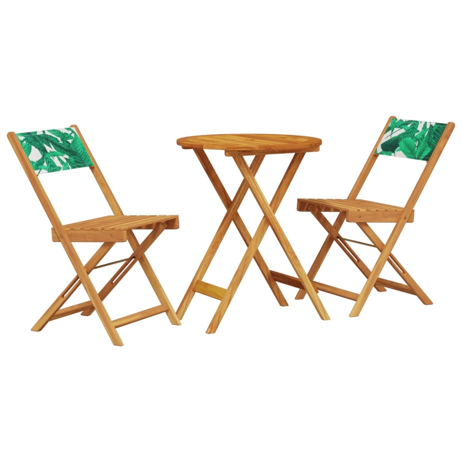 vidaXL 3-tlg Bistro-Set Blattmuster Stoff und Massivholz Modell 6