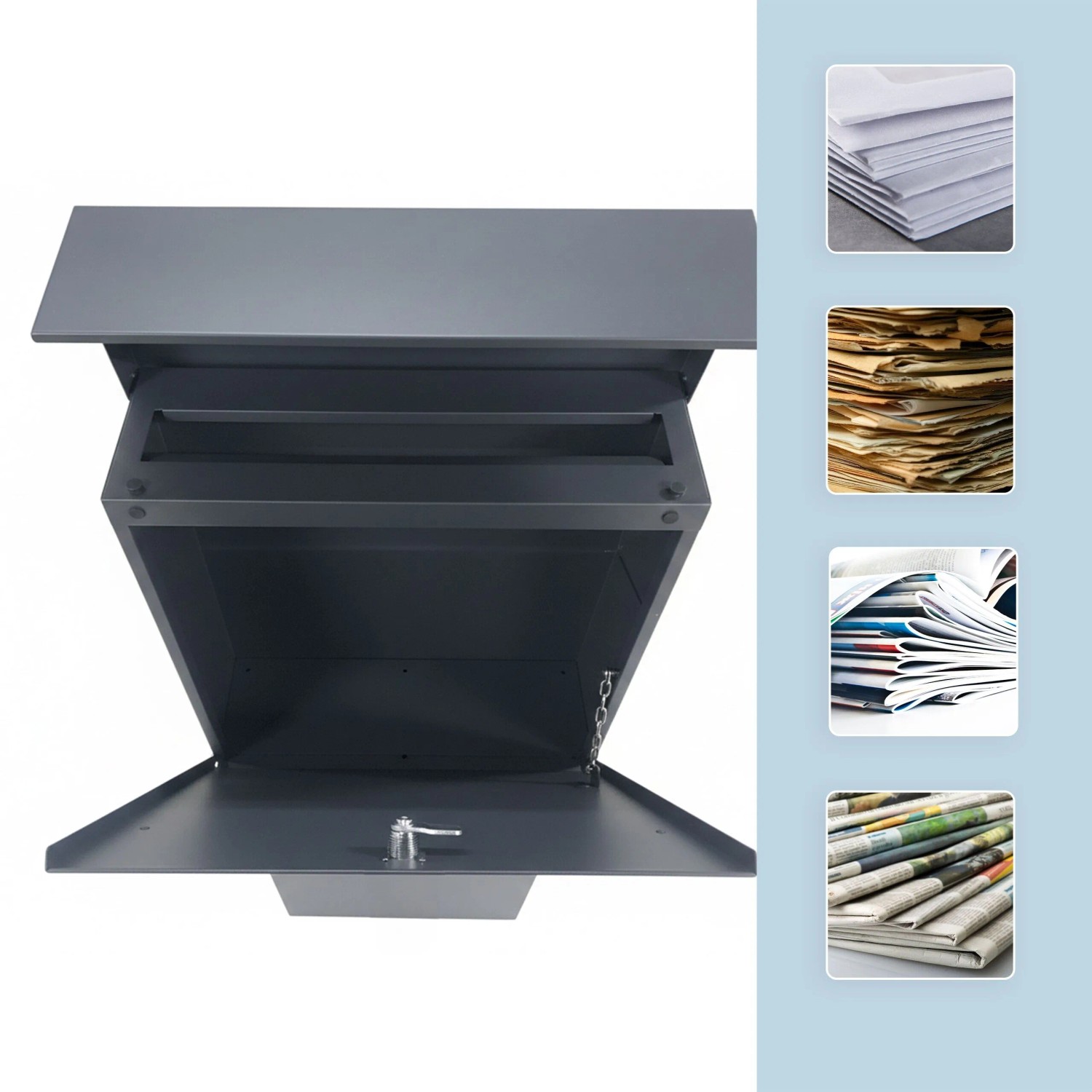 Relaxdays Standbriefkasten Stahl Anthrazit Abschließbar Zeitungsfach 111 cm x 39,5 cm x 14 cm_5