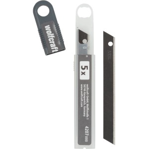 wolfcraft Profi-Sharp Abbrechklingen, 9 mm, 5er-Pack, extra scharfe Messer-Klingen.