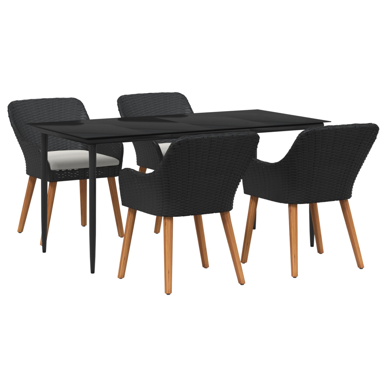 vidaXL 5-Teiliges Garten-Dining-Set Schwarz Poly-Rattan 3261666 günstig online kaufen