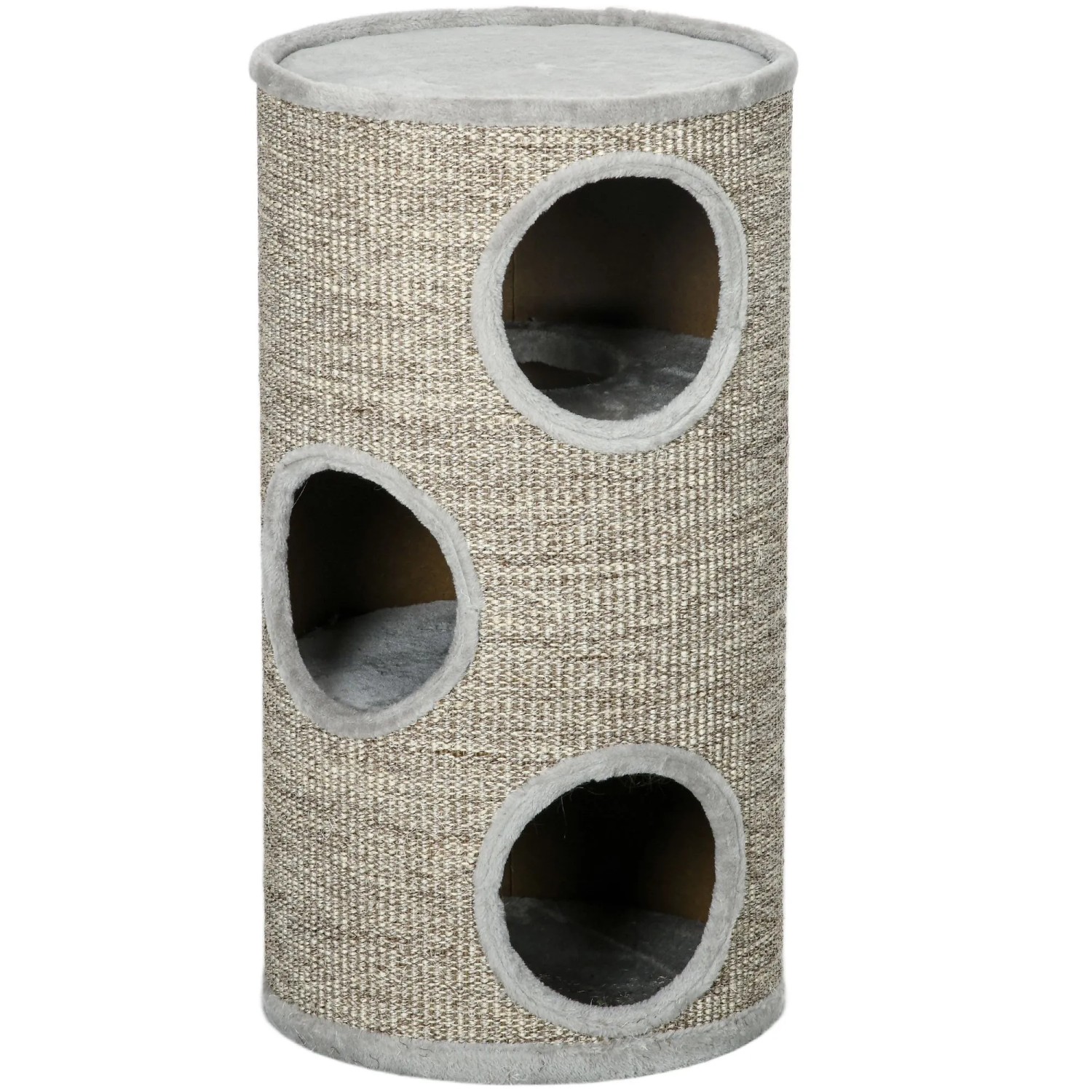 PawHut Kratzturm Kratztonne Höhe 70 cm mit 3 Höhlen