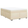 Cremefarbenes vidaXL Boxspringbett 140x200 cm mit Matratze und weißem Topper.