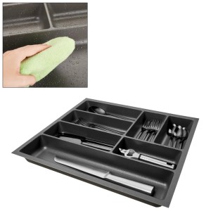 SOTECH ORGA-BOX-2 Besteckeinsatz Tiefe 462 mm Höhe 50,5 mm Für Nobilia Küchen Canvas Struktur Anthrazit Breite 409 mm