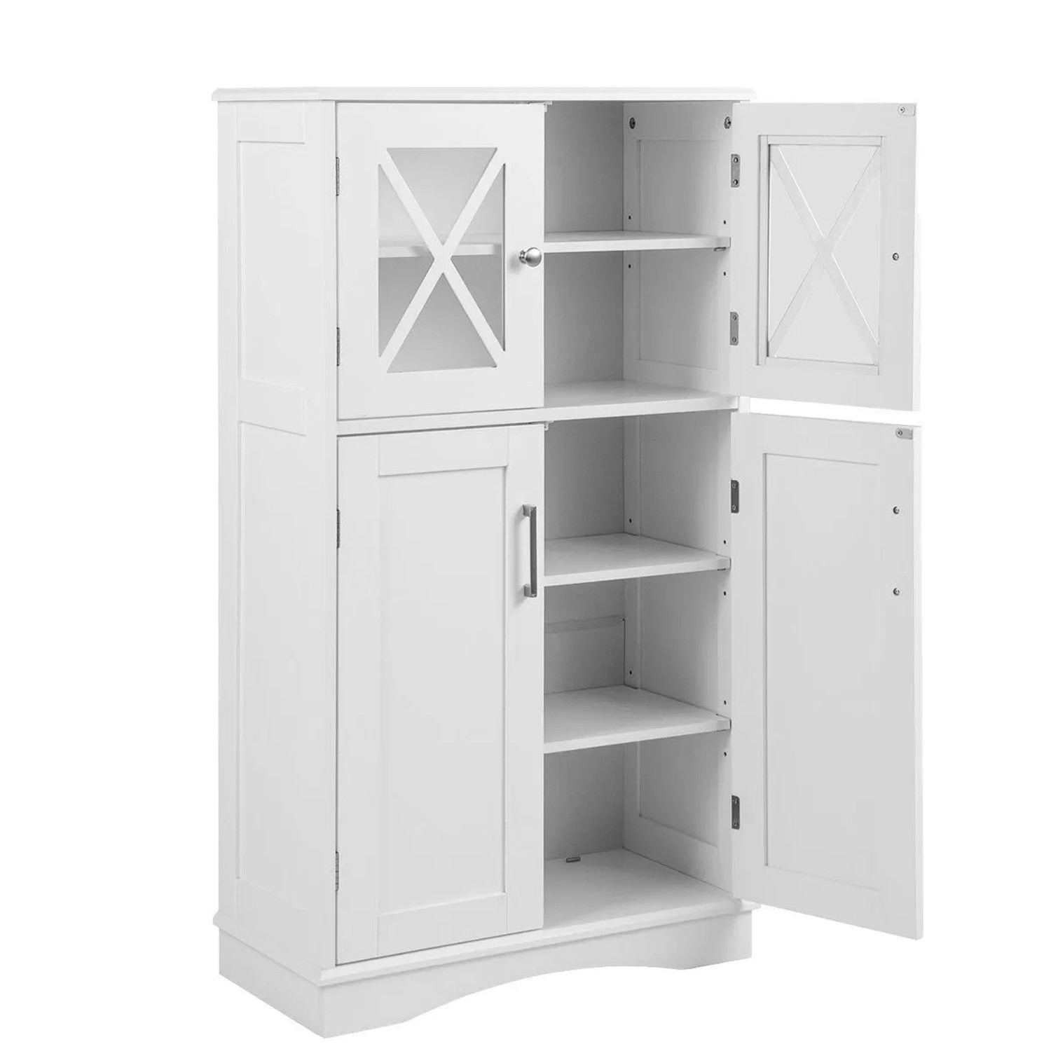 Costway Badezimmerschrank Badschrank mit 3 Verstellbaren Regalen Weiß
