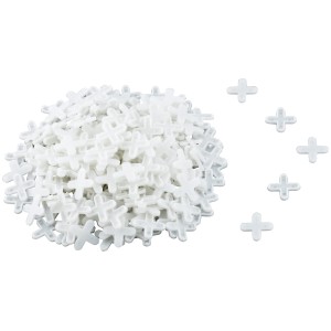 LUX Fliesenkreuze, 6 mm, 250 Stück, weiße Abstandhalter für gleichmäßige Fugen beim Fliesenlegen.
