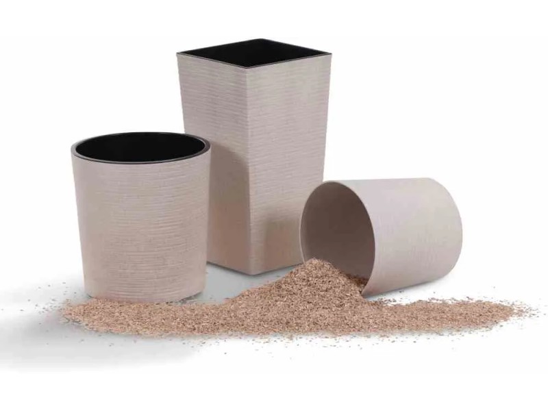 Siena Garden Pflanzgefäß ECO Locon – Rund, 25×46,5 Cm, Kunststoff Mit Holzfaser-Optik, Weiß